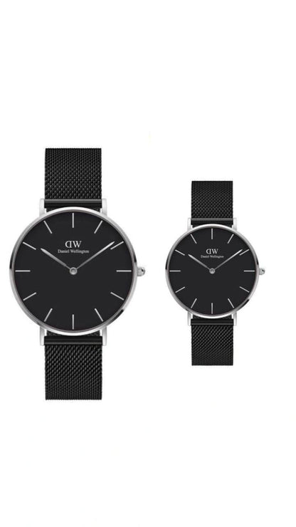 Daniel Wellington Classic Petite Couple Set | Black Mesh Edition