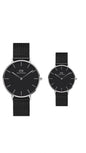 Daniel Wellington Classic Petite Couple Set | Black Mesh Edition