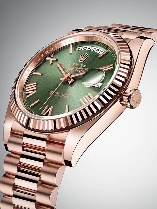RX Day-Date 41 Rosegold in green Dail