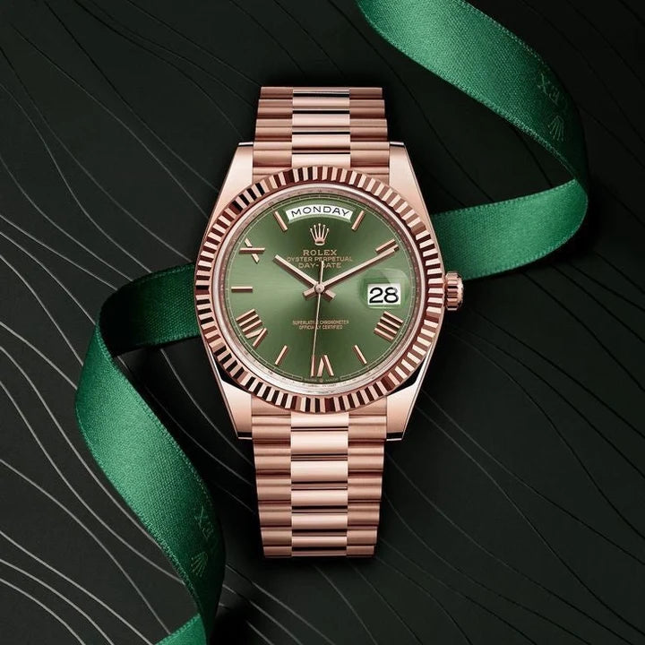 RX Day-Date 41 Rosegold in green Dail