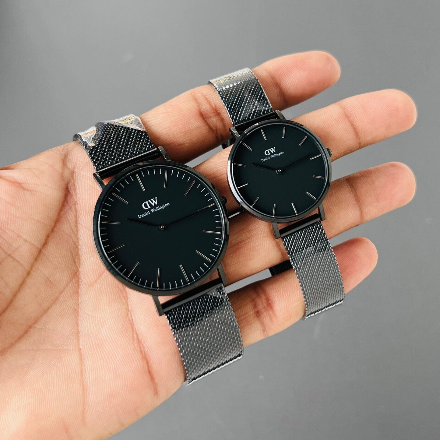 Daniel Wellington Classic Petite Couple Set | Black Mesh Edition