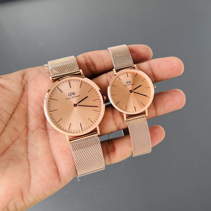 Daniel Wellington Classic Petite Melrose Couple Set | Rose Gold Mesh