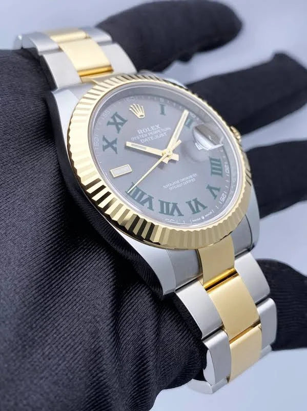 Rolex Datejust 41 126333 Wimbledon Dial Mens Watch Box Papers
