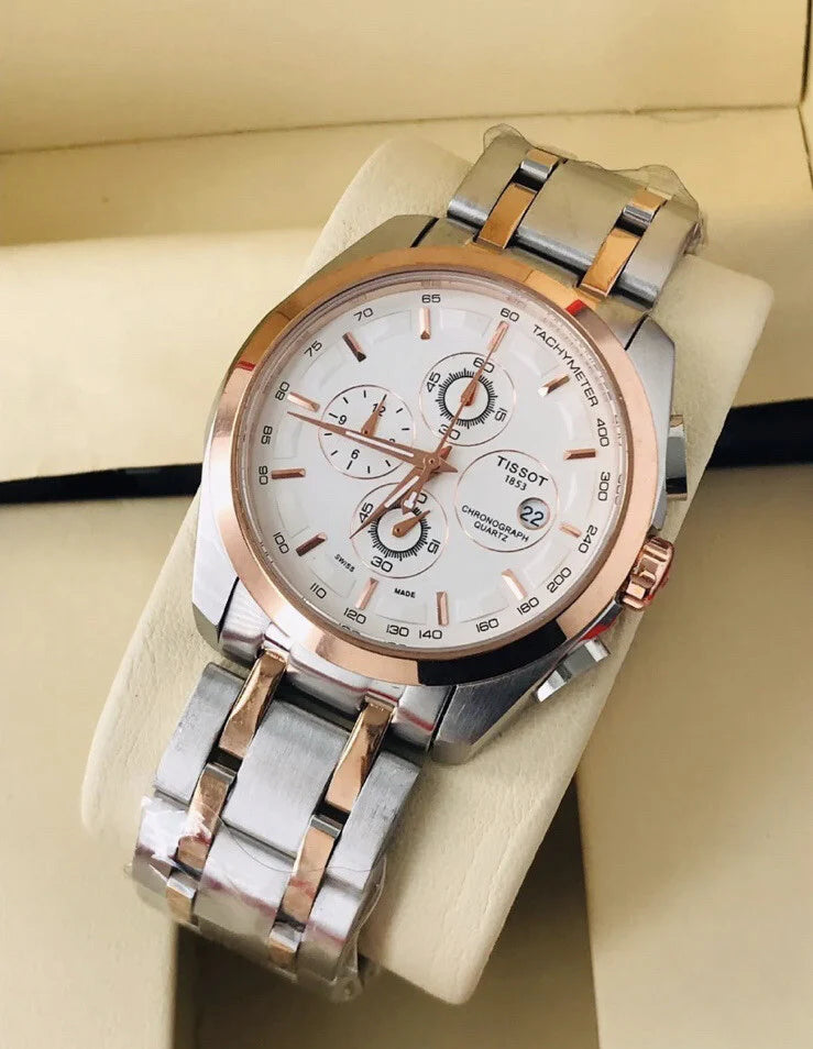 Tissot twotone rosegold silver in white dail