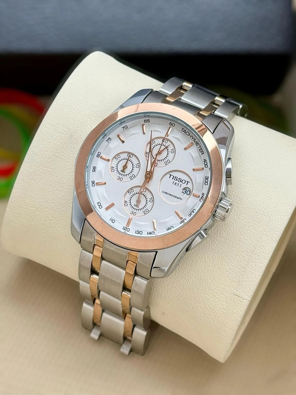 Tissot twotone rosegold silver in white dail