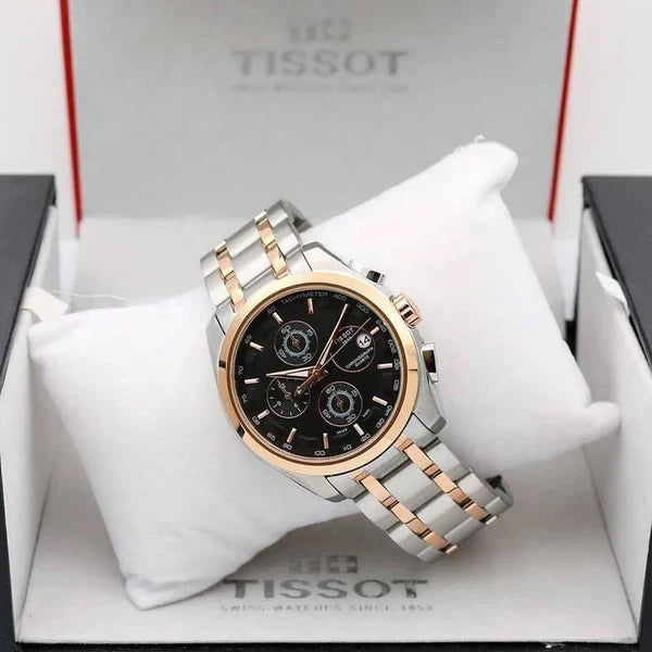 Tissot twotone silver with rosegold in black dail